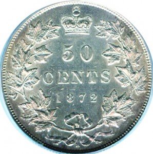 Canada 1872 50 Cents – Victoria Coin Reverse