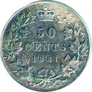 Canada 1881 50 Cents – Victoria Coin Reverse