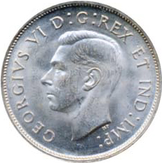 Canada 1937 50 Cents – George VI Coin Obverse