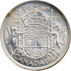 Canada 1937 50 Cents – George VI Coin Reverse