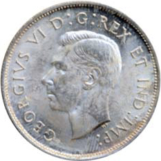 Canada 1941 50 Cents – George VI Coin Obverse